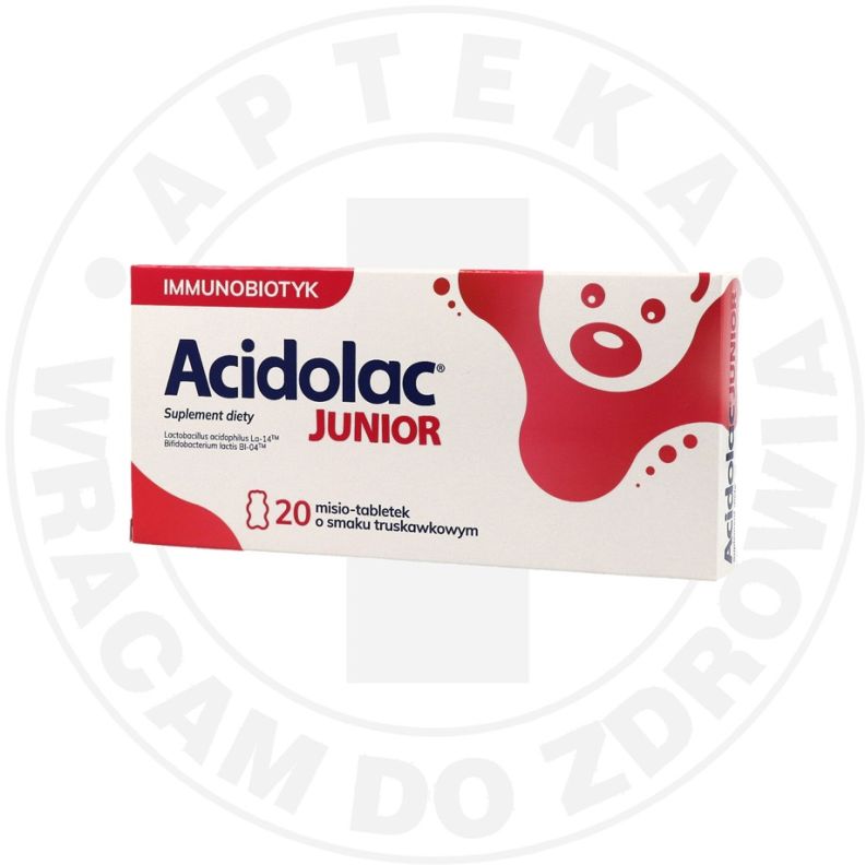ACIDOLAC JUNIOR MISIO -TABLETKI O SMAKU TRUSKAWKOWYM  tabletki, 20 misio-tabl.