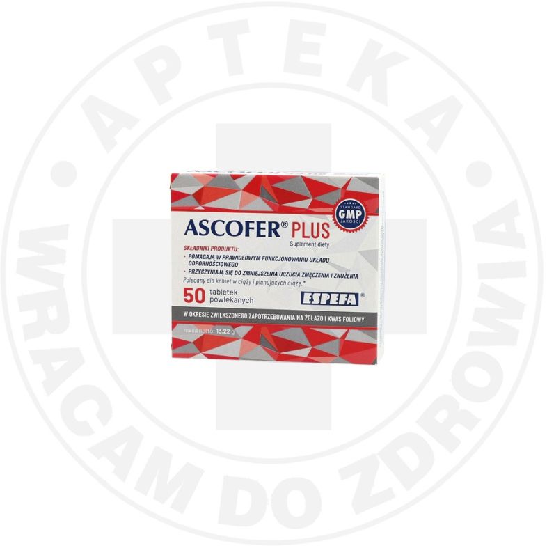 Ascofer Plus Suplement diety 50 tabletek - Chemiczno-Farmaceutyczna Spółdzielnia Pracy ESPEFA