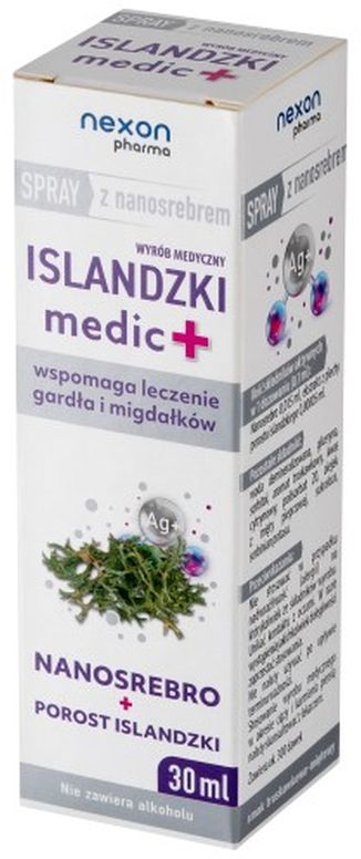 ISLANDZKI MEDIC + spray z nanosrebrem spray smak truskawkowo-miętowy, 30 ml